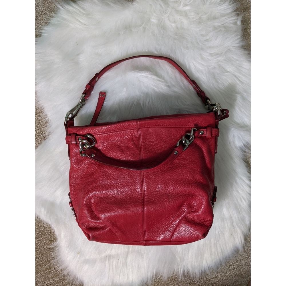Authentic Coach Carly Scarlet Ruby Red Leather Ba… - image 7